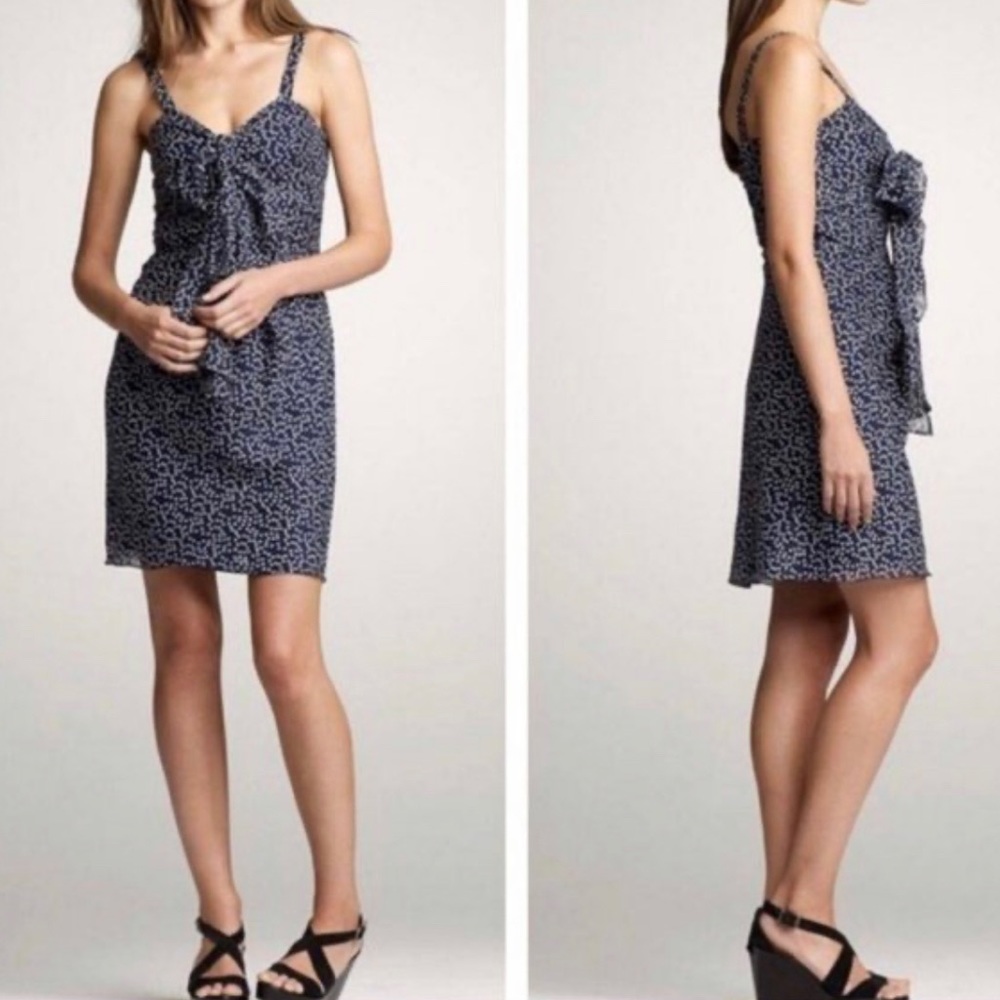 J. Crew Swirling Dots Dress, 00, navy and white